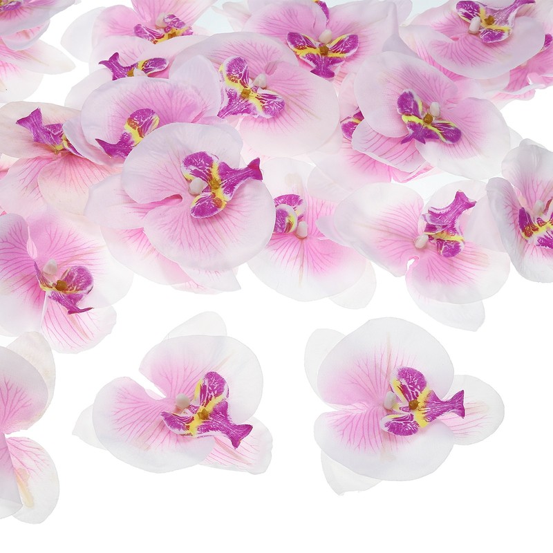 3.9″ Artificial Orchid Flower Heads, 40pcs for Floral Decoration, Purple White