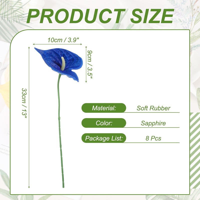 8Pcs 11inch Artificial Anthurium Flowers, Sapphire gallery