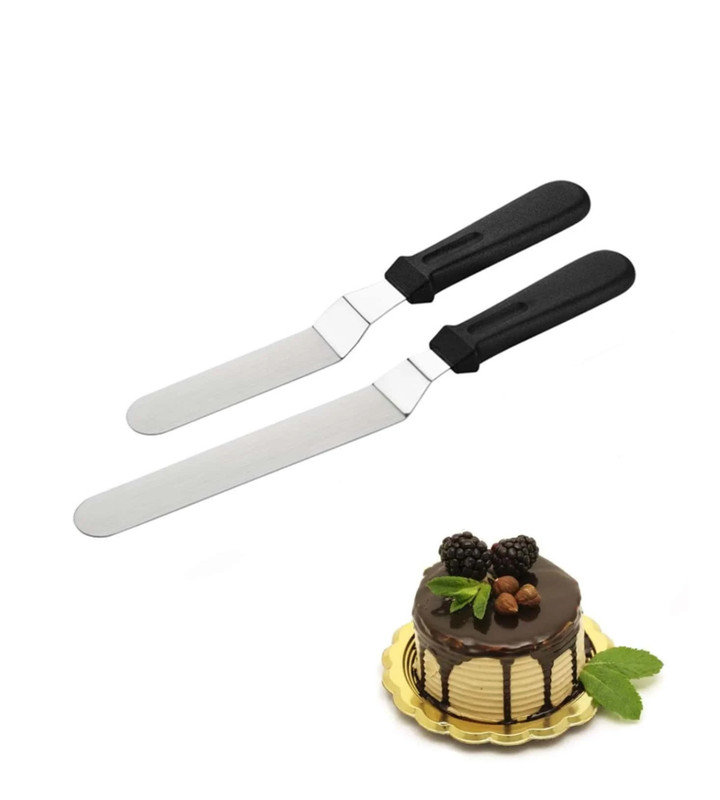 1 pc Stainless Steel Curved Handle Cake Spatula - Ideal for Frosting, Decorating gallery