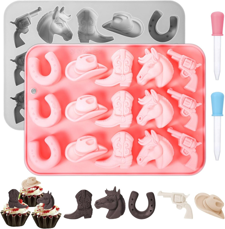2 Pcs Cowboy Chocolate Molds Silicone, Chocolate Silicone Mold Shaped