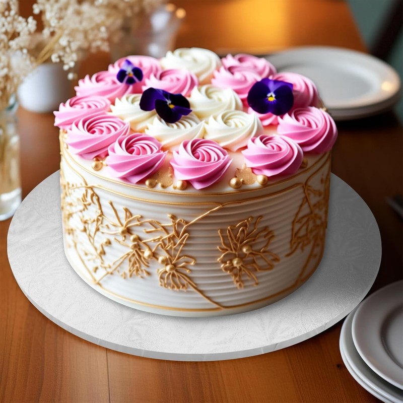 2 PCS Cake Drums, 1/4 Inch Thick 10 Inch Round Cake Boards, White, Professional gallery