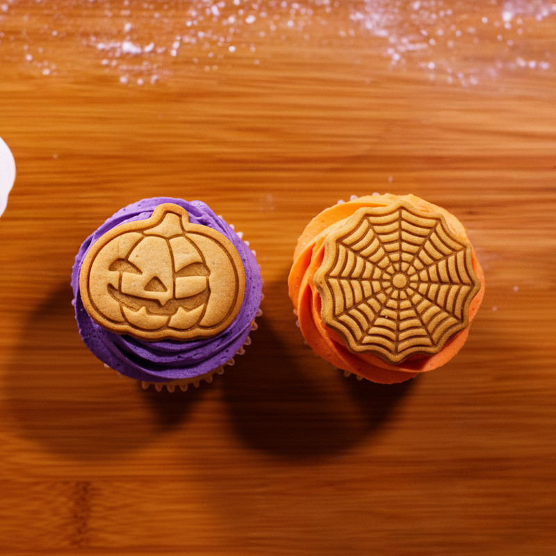 Pumpkin & Cobweb Mini Cookie Cutter + Stamp Set – Trick-or-Treat Mold gallery