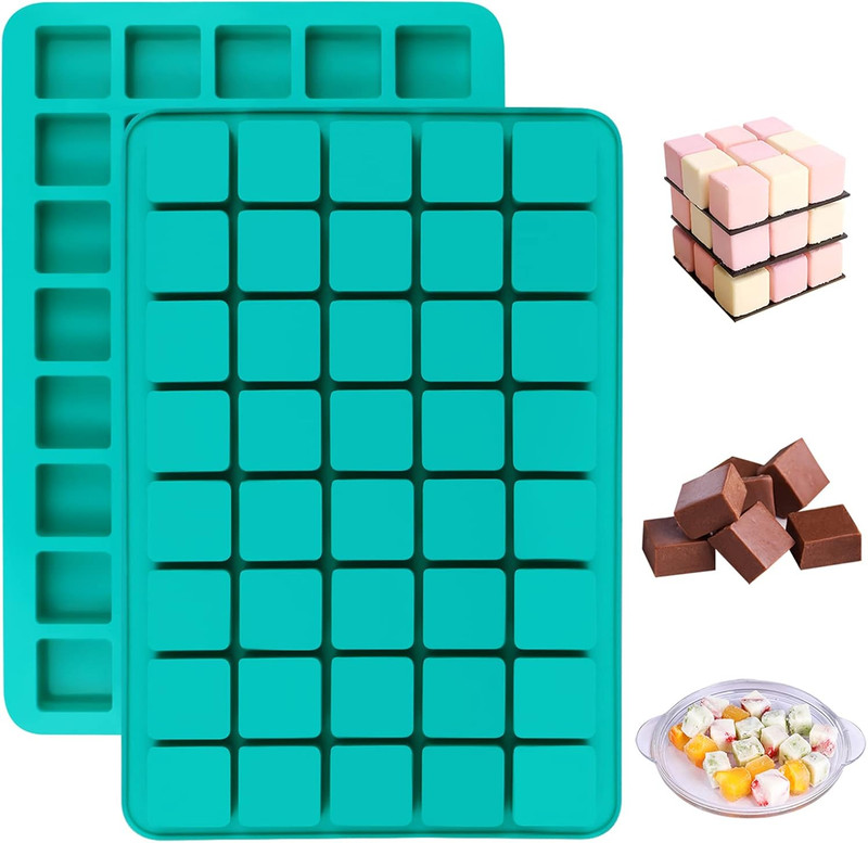Mity Rain 2 Pack 40-Cavity Square Caramel Candy Silicone Molds,Chocolate Forf Tr gallery