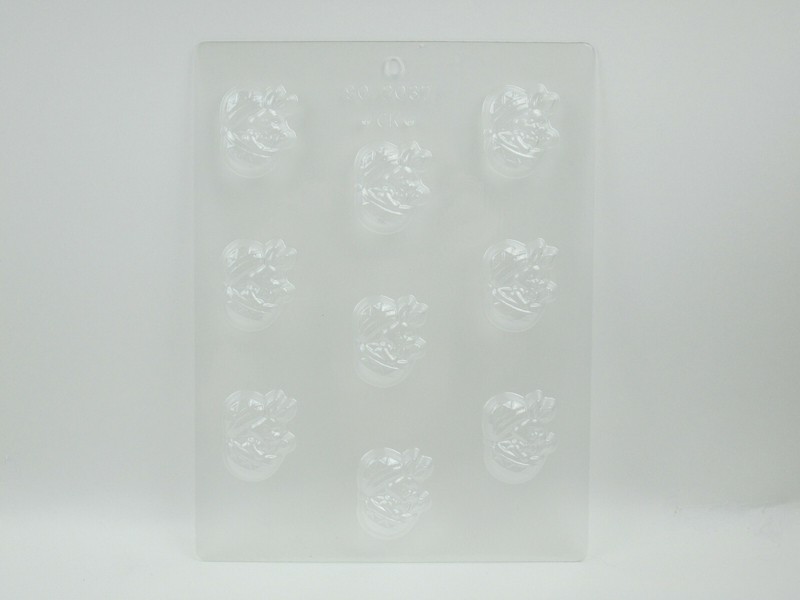 Candy Mold 9 Bunny Sitting In Open Egg Shapes Clear Plastic CK Products 90-2037
