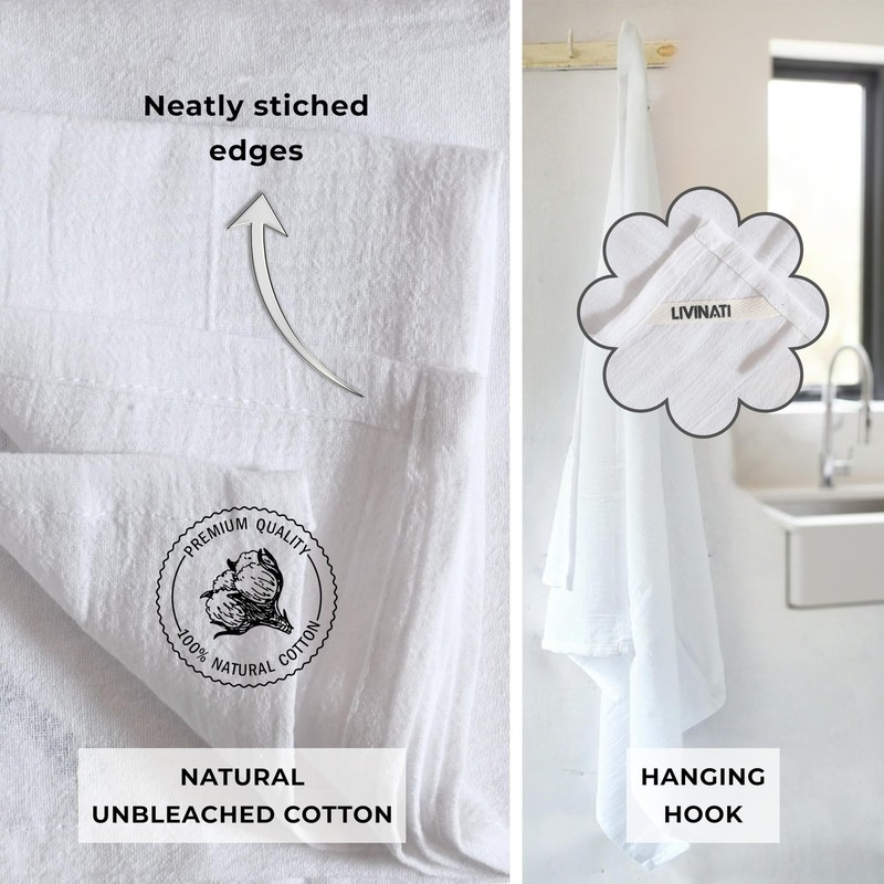 White - Flour Sack Tea Towels For Kitchen - For Embroidery Crafting Baking So... gallery