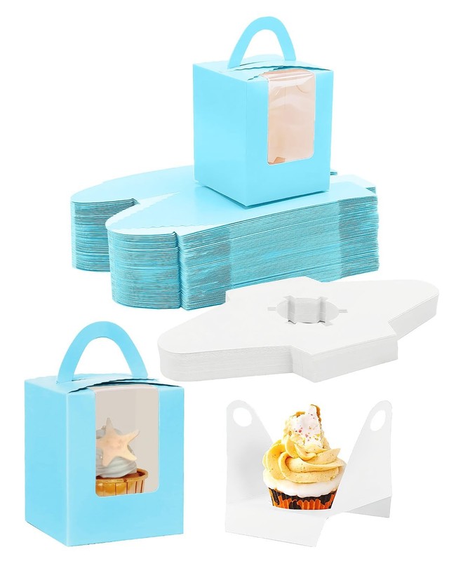 Cupcake Boxes With Window, 70 Pack Individual Cupcake Containers Single Cupca...