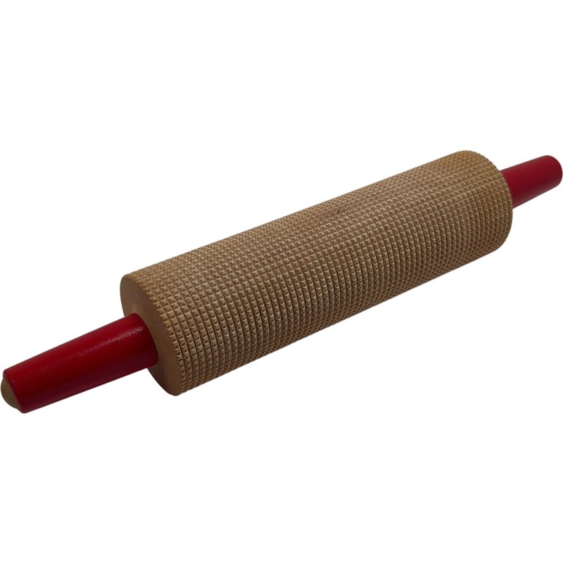 Textured Wooden Rolling Pin 17.5″ Length Baking Tool Kitchen Accessory Used
