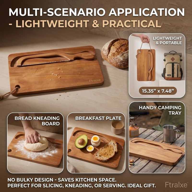 Sourdough Bread Slicer | Bread Cutting Board | 420 Stainless Steel Blade with... gallery