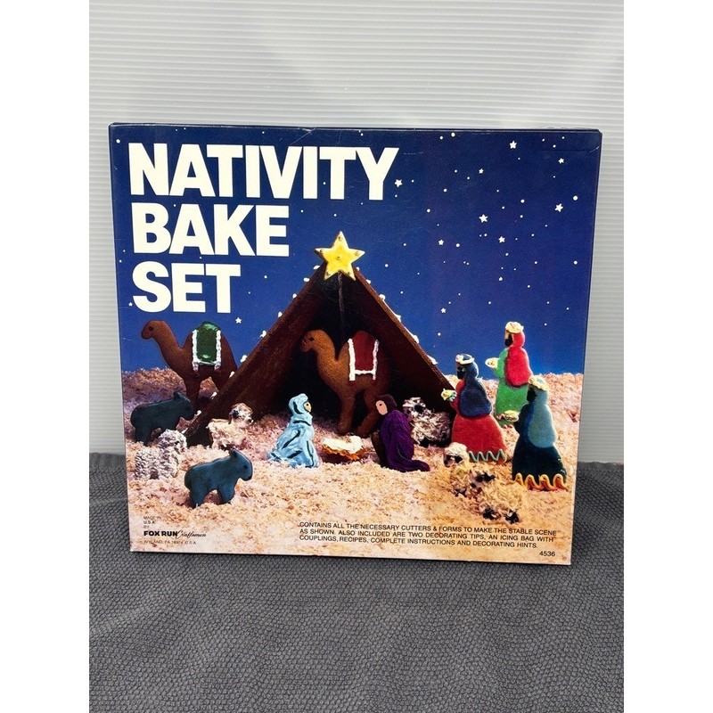 Vintage Nativity Bake Set Cookie Cutters 1991 Christmas Forms Fox Run Craftsman
