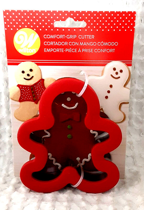 2 Wilton Comfort Grip Cookie Cutter GINGERBREAD MAN Red Christmas Holiday NEW gallery