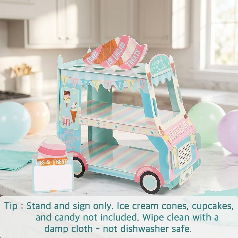 3 Tier Van-Shaped Cupcake Stand, Ice Cream Truck Dessert Display for 24+ Cupc... gallery