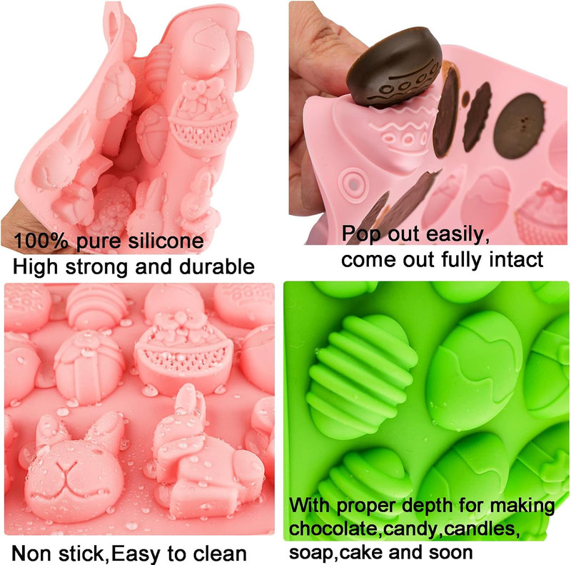 Easter Egg Silicone Mold for Chocolate 5 Packs Egg Shaped Mold Baking Pan for Ea gallery