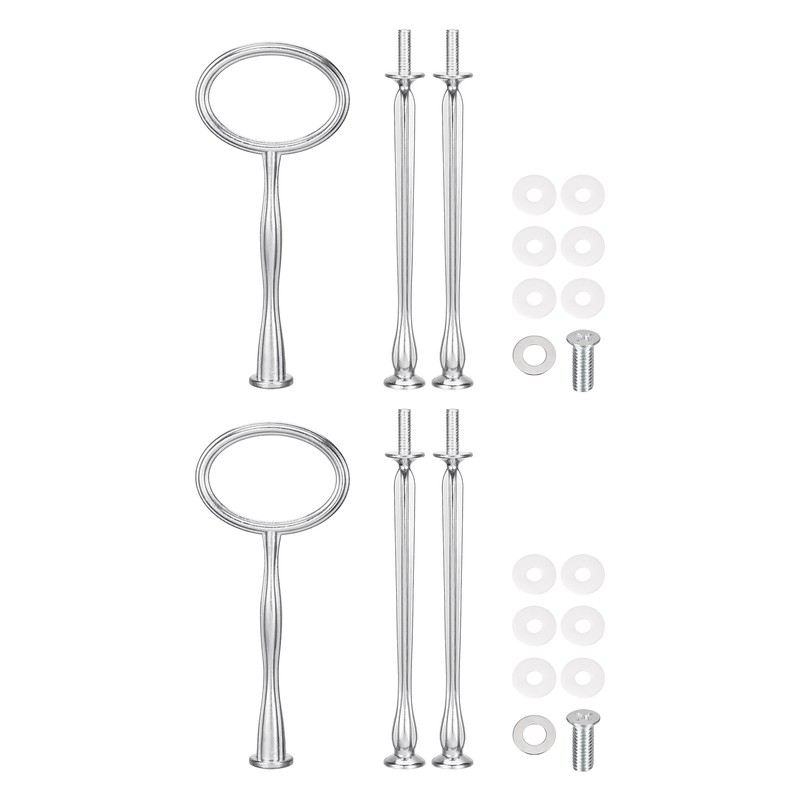 2 Set 3-Tier Cupcake Stand Hardware Fittings for Cake Stand Oval Silver