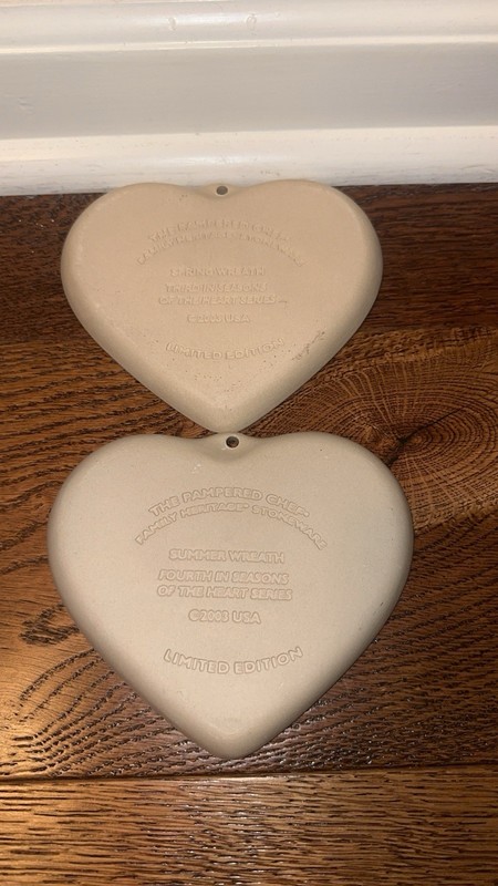 The Pampered Chef Stoneware Seasons Of The Heart Series Cookie Molds 2003 USA gallery