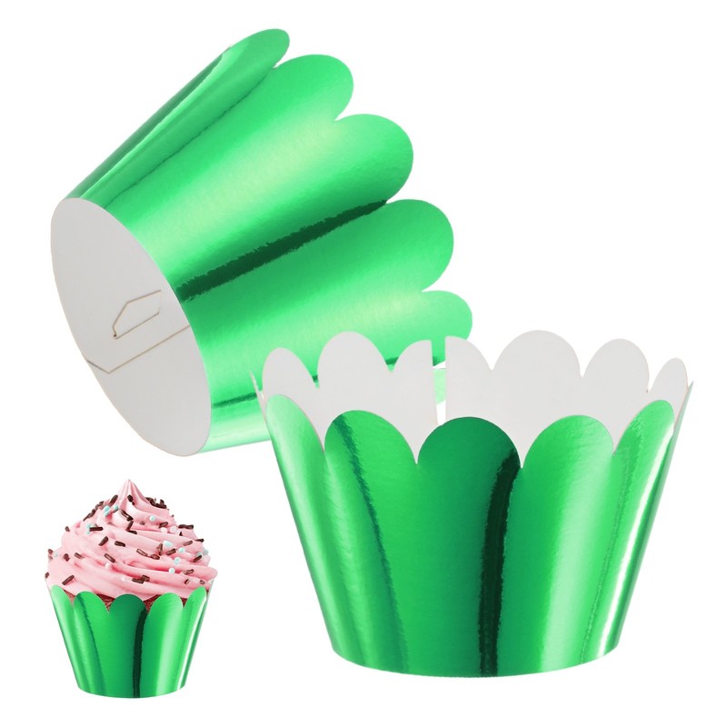 100-Pack Wave Cupcake Liners, Baking Cups for Wedding/Party[Reflective Green]