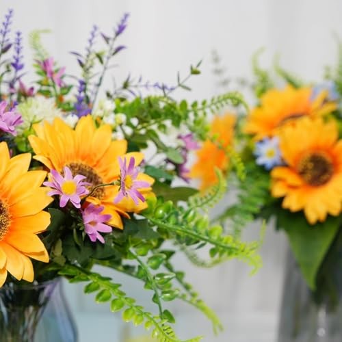 Sunflowers Artificial Flowers Bouquets Spring Flowers Artificia Yellow,purple gallery