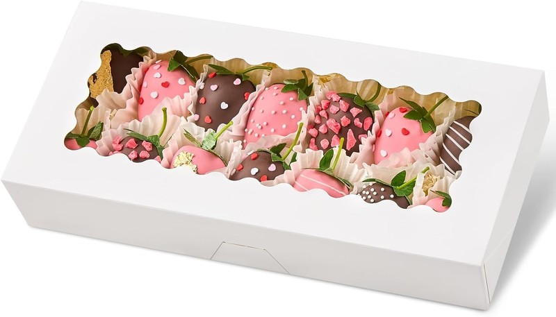 Kucoele 30 PCS Cookie Boxes with Window, 12.5 x 5.5 x 2.5 Inches Bakery Boxes