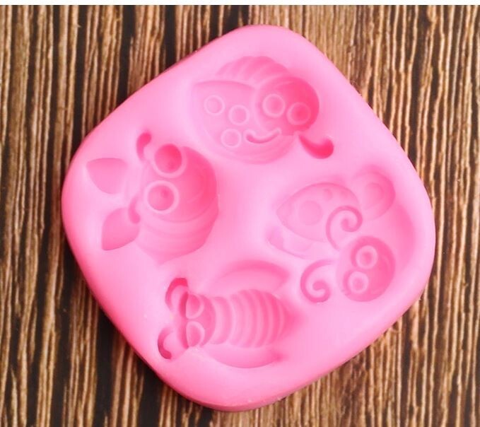 4 Tiny Bugs Silicone Mold Bee Ladybug Cute Insect Candy Fondant Chocolate Resin gallery