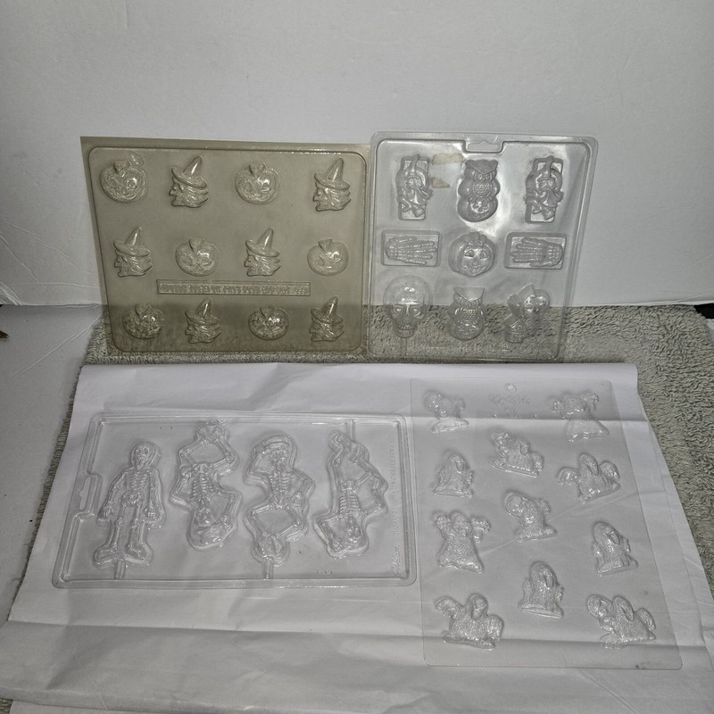 Plastic Candy And Lolli Molds Wilton, Apollo Pumpkin Witch Ghost Skeleton