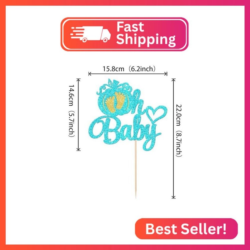 1 PCS Pumpkin Oh Baby Cake Topper Glitter Heart Feet Baby Shower Pumpkin Cake Pi gallery