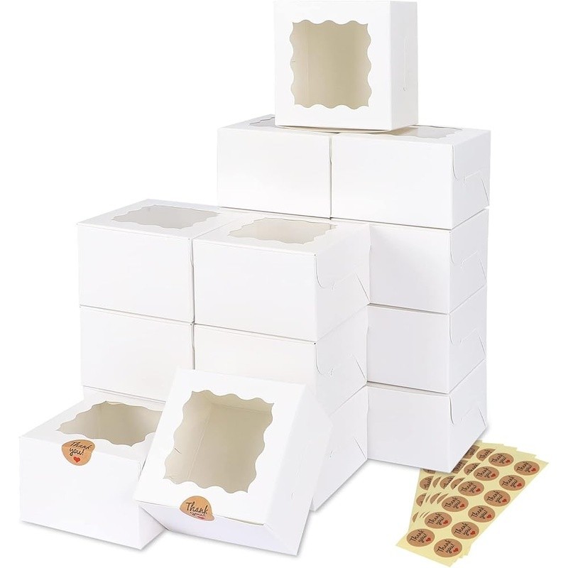 50 Pack Food Grade Cookie Boxes W/ Windows Bakery Gift Boxes Parties Treats New