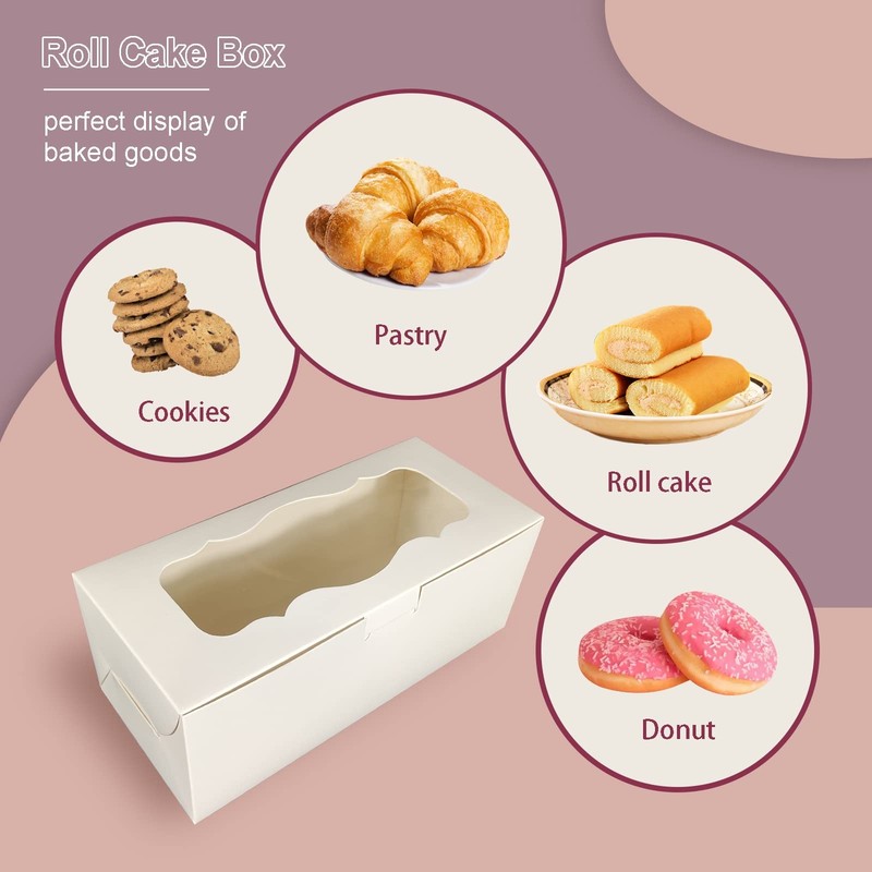 White 9x4x3.5 Inch Bakery Cookie Boxes Clear Window Treat Roll Cakes 30 PCS gallery