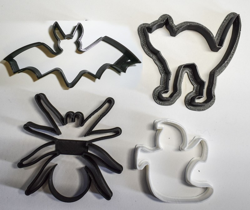 SPOOKY CREATURES HALLOWEEN GHOST BAT CAT SPIDER SET OF 4 COOKIE CUTTER PR1097