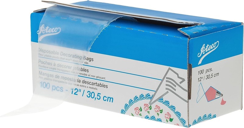 Ateco Disposable Decorating Bags, 18-Inch, Pack 18 Inch (Pack of 100), Clear