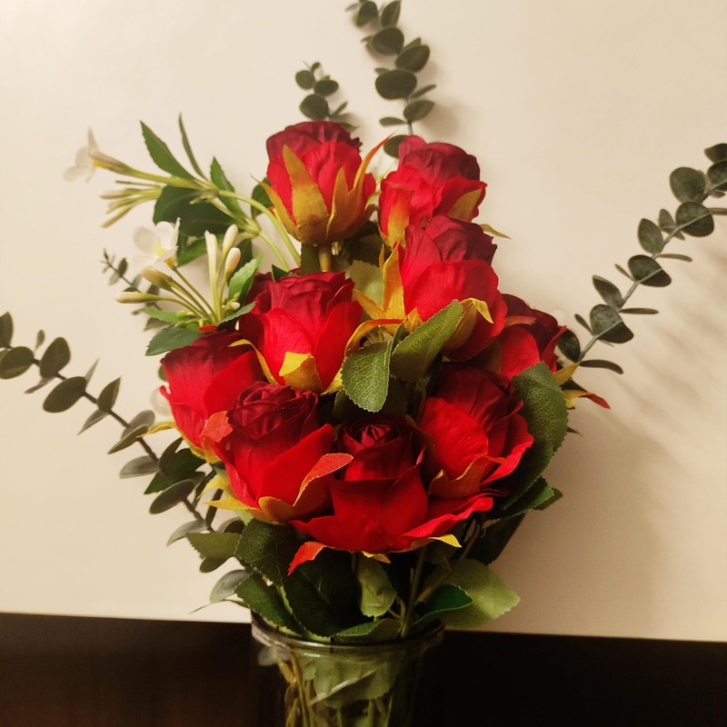 HZYZZYQ Artificial Roses 50 Pcs - Lifelike Single Stem Fake Roses with Natural P gallery