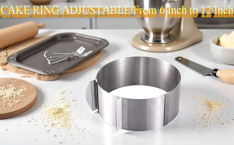 Cake Rings Mousse Mold Adjustable 6 to12 Inch Stainless Steel Round Cake Molds gallery