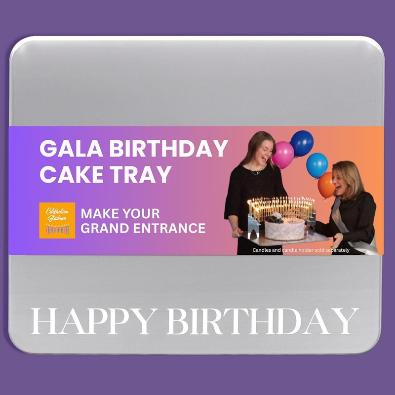 Birthday Cake Tray – Durable Acrylic Cake Holder with Happy Birthday Design – Re