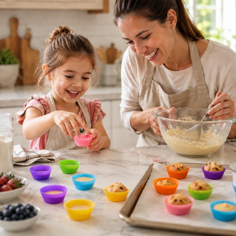 24 PCS 2 Inch Mini Muffin Pan Reusable Silicone Cupcake Mold Baking Cup gallery
