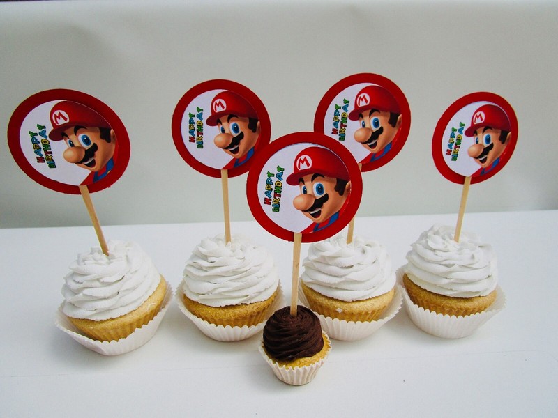 Super Mario Cupcake Toppers,Tags, Super Mario Party, birthday party, SET OF 12 gallery