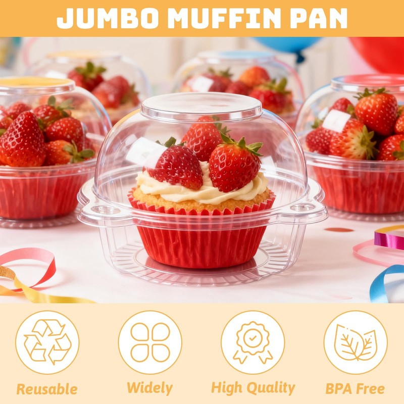 200 Pack Jumbo Muffin Containers, Individual Cupcake Holder with Lids, Thick ... gallery