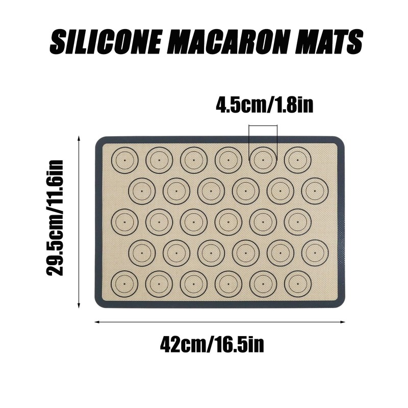 urmetimern Macaron Silicone Baking Mats Kit (23 Pcs set) 16.5''x11.4'', Gray gallery
