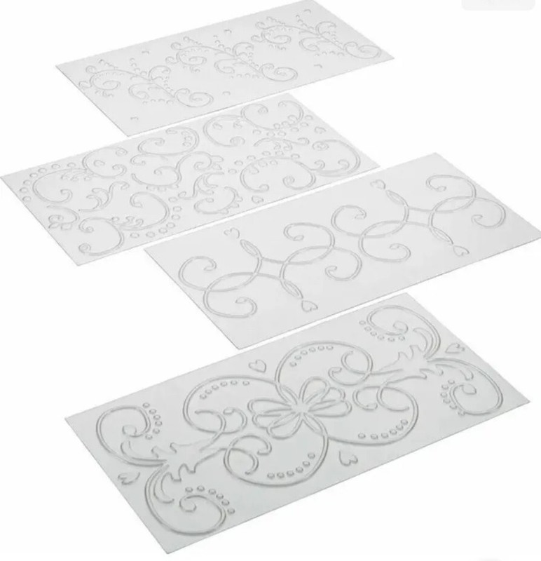 Cake Boss Imprint Mat Set 4 Piece Transparent Baking Decorations New