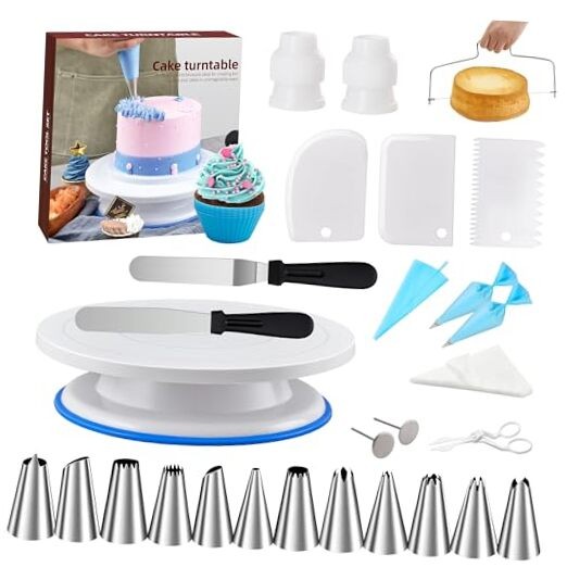 Cake Decorating Tools Supplies Kit – 82Pcs Baking Accessories with Turntable