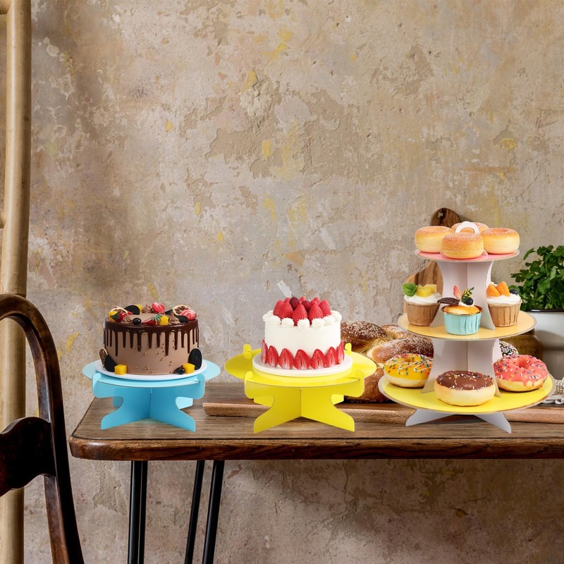6 Pieces Colorful Cupcake Stand Set 3 Tier Cardboard Dessert Tower 1Tier Cupc... gallery