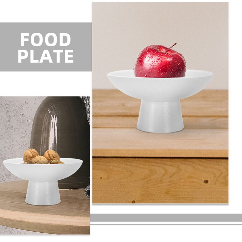 1PC White Pedestal Fruit Bowl Footed Countertop Snacks Food Serving Tray gallery