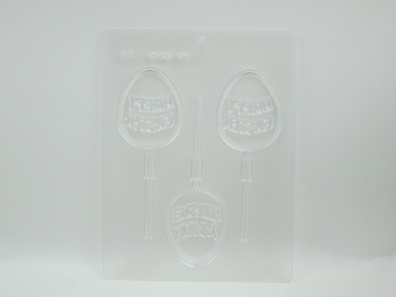 Candy Mold 3 Happy Easter Egg Shaped Lollipop Clear Plastic CK Products 90-2246 gallery