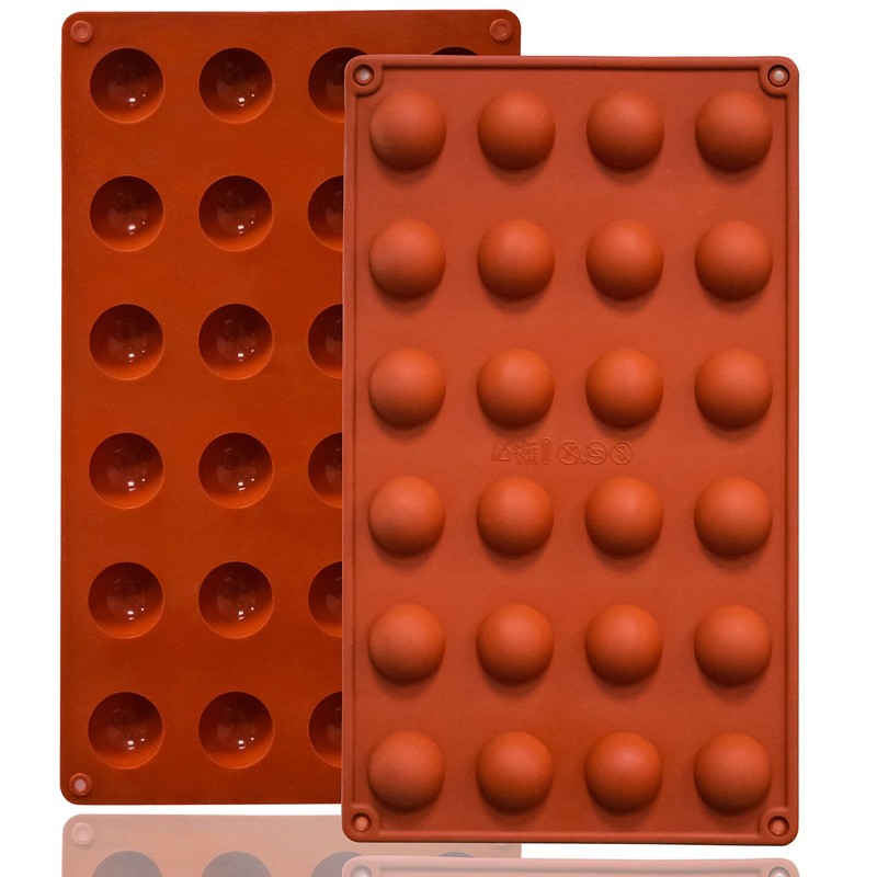 Mini 24-Cavity Semi Sphere Silicone Molds Non-Stick, 2 Packs Half Sphere Sili…