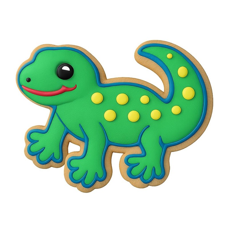 Curious Leopard Gecko Cookie Cutter & Stamp, Fondant & Clay – 4×2.7