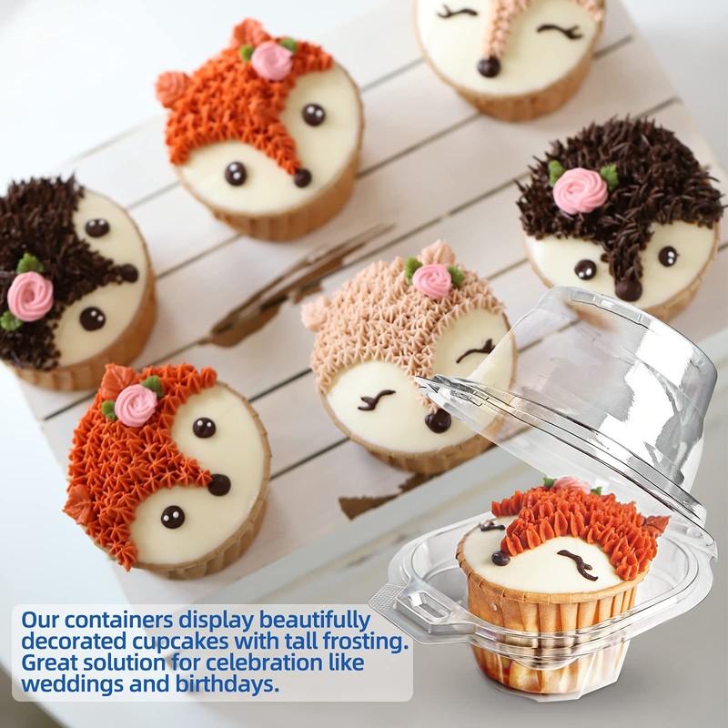 IHONGBEI Individual Cupcake Containers Stackable Single Compartment Cupcake D... gallery