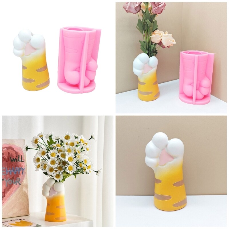Succulent Pots Moulds Cat Paw Shape Table Ornaments Molds for DIY Flower Vases gallery