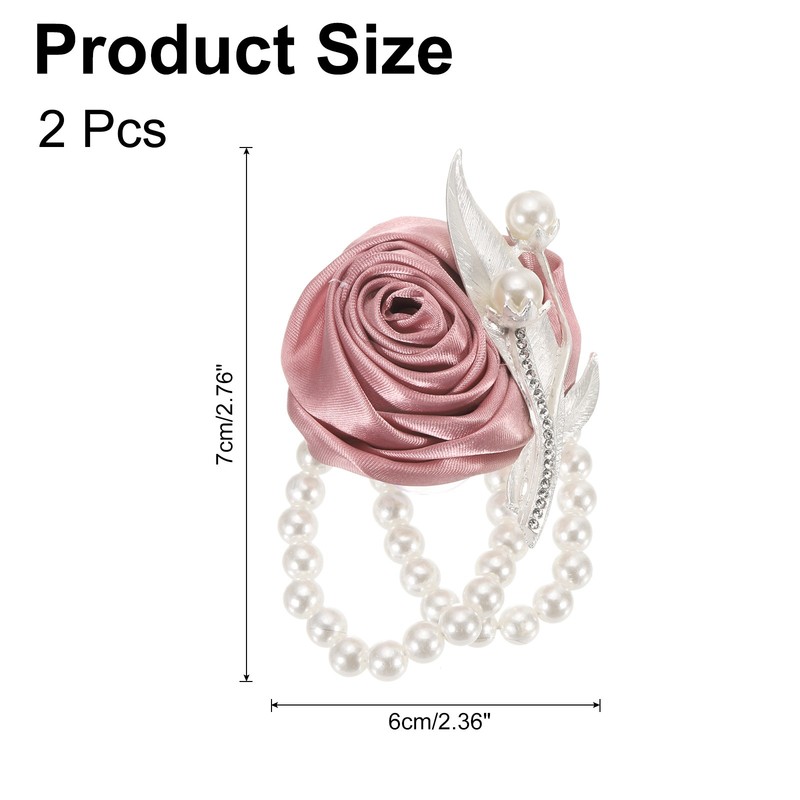 2 Piece Artificial Flower Bracelets for Wrist Corsage, 2.4 x 2.8 Inches Gold gallery