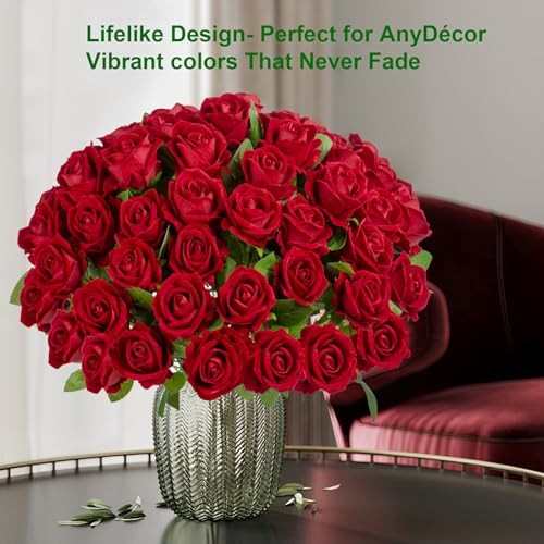 Fake Plants Roses Flowers Plastic Flowers Spring Decorations for 100 Red 100pcs gallery