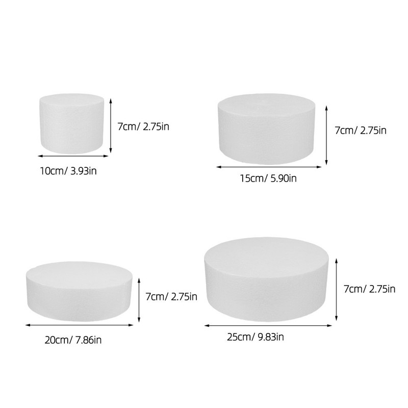 4 Pcs Foam Round Cake Decoration Artificial for Practice Decorated Faux Display gallery