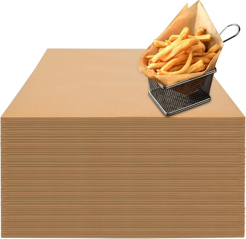 100 Count Pre-Cut Deli Wax Paper Sheets, 12×12″ Natural Kraft Parchment