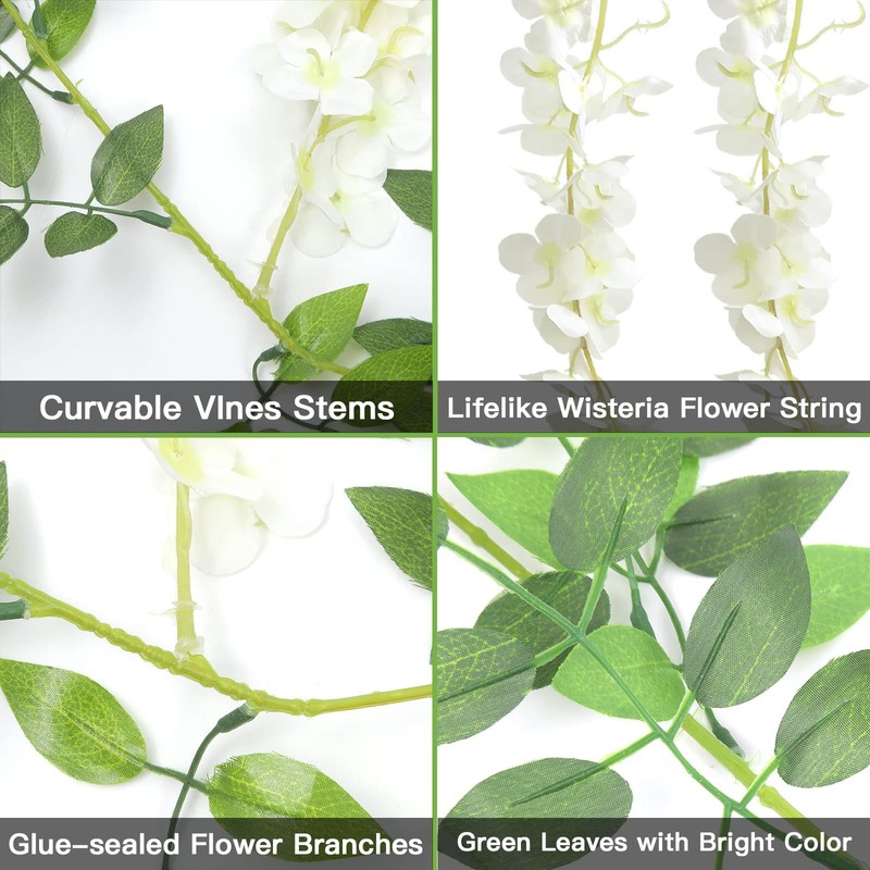 U'Artlines Uartlines 10Pcs 7.2 Ft/Piece Artificial Wisteria Garland Silk Fake gallery
