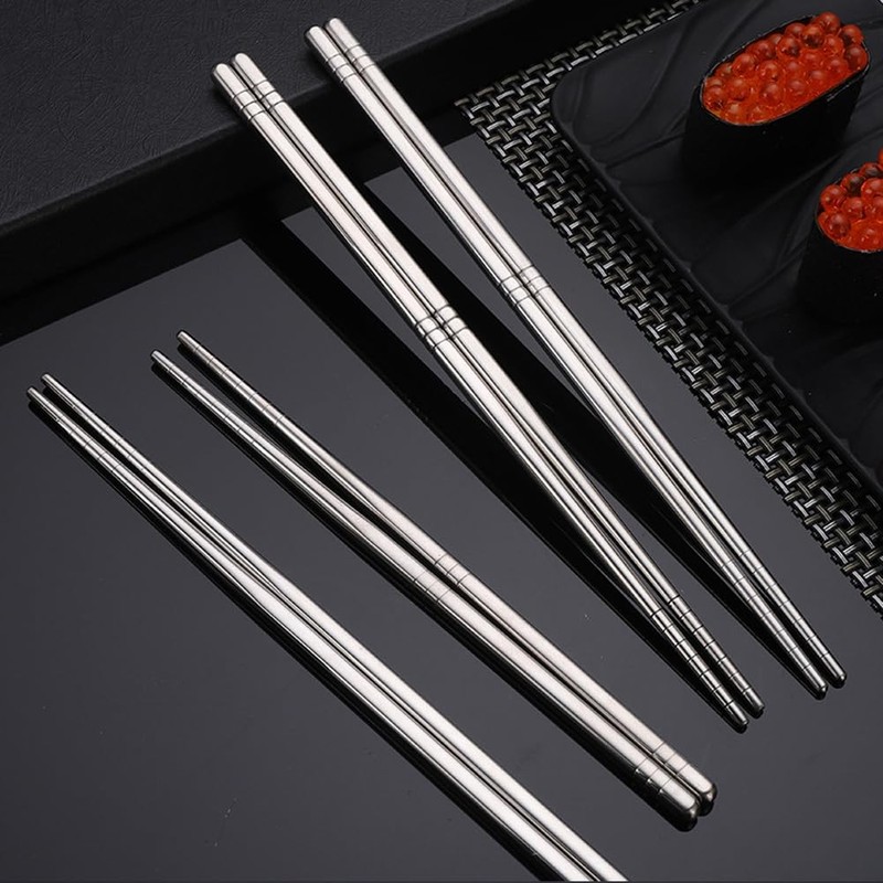 4 Set Metal Reusable Korean Chopsticks Spoon Set Home Kitchen Restaurant gallery